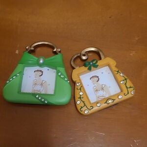 Vintage Style Green and Yellow Handbag Picture Frames